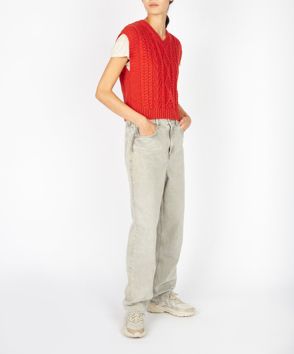 Irelands Eye Sweetpea V-Neck Diamond Vest Orange Marl