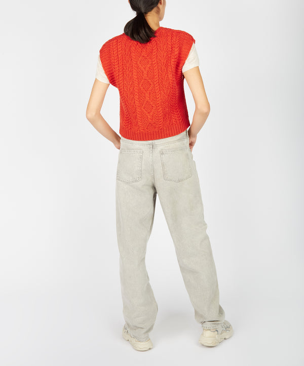 Irelands Eye Sweetpea V-Neck Diamond Vest Orange Marl