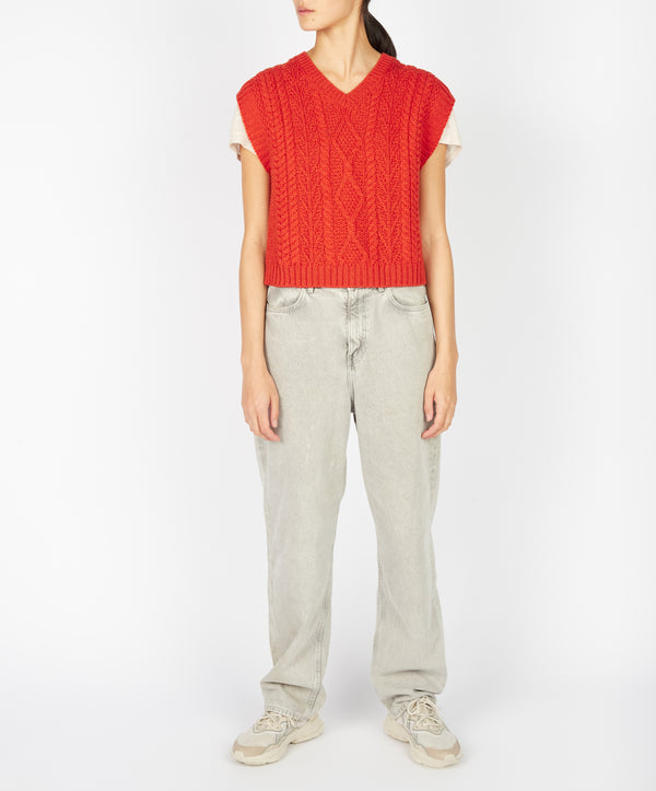 irelands eye Sweetpea V-Neck Diamond Vest Orange Marl