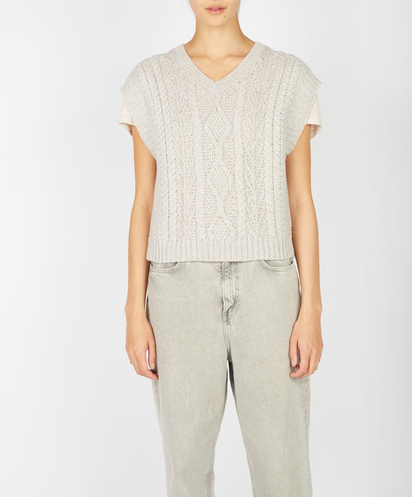 Irelands Eye Sweetpea V-Neck Diamond Vest Silver Marl