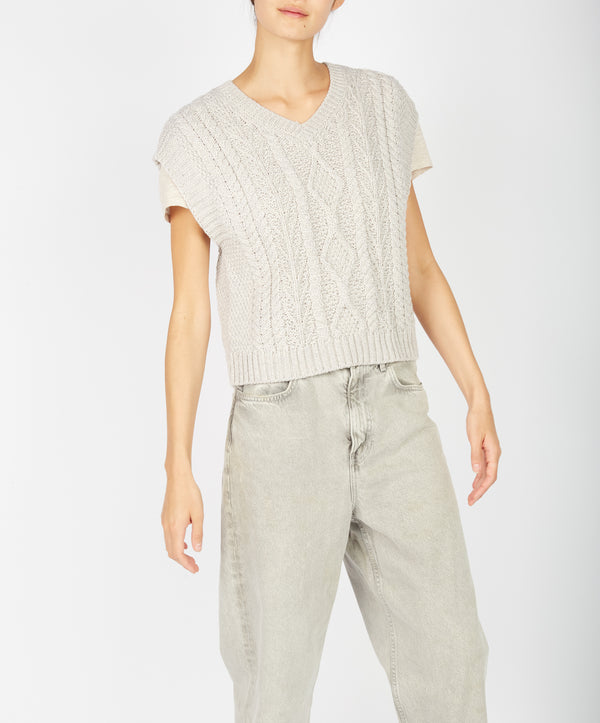 Irelands Eye Sweetpea V-Neck Diamond Vest Silver Marl