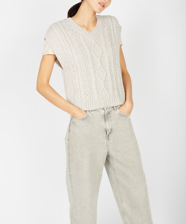 irelands eye Sweetpea V-Neck Diamond Vest Silver Marl