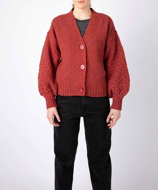 irelands eye Thistle Cable Knit Sleeves Cardigan Sunset