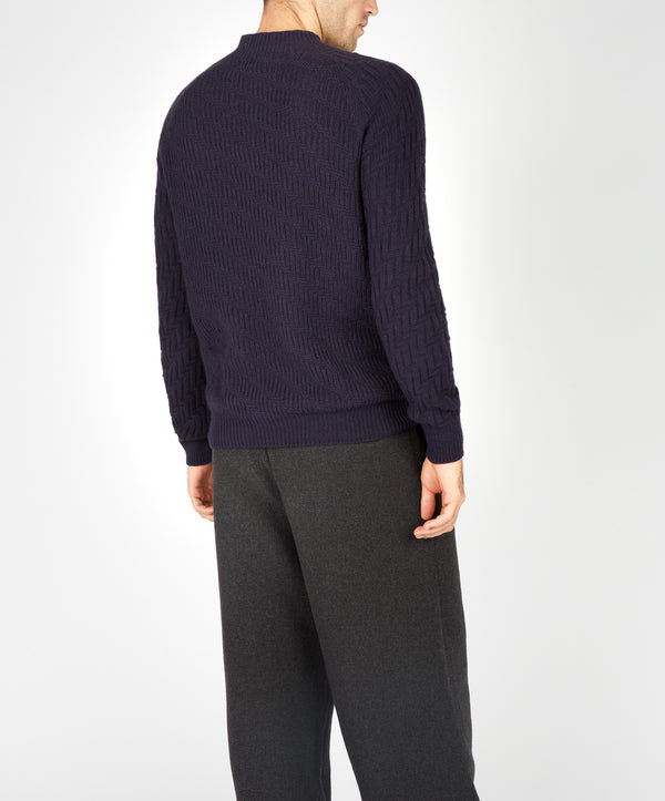 Irelands Eye Villiers Textured Raglan Sweater Midnight Blue