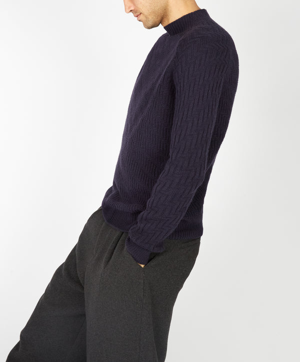 Irelands Eye Villiers Textured Raglan Sweater Midnight Blue