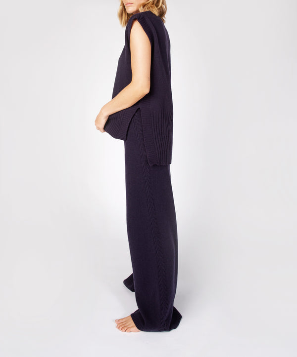Irelands Eye Wide Leg Jersey Trousers Midnight Blue