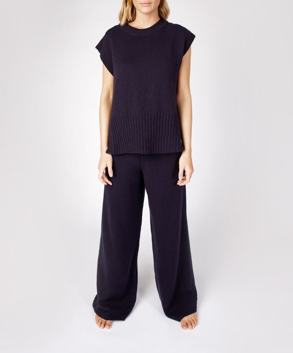 irelands eye Wide Leg Jersey Trousers Midnight Blue