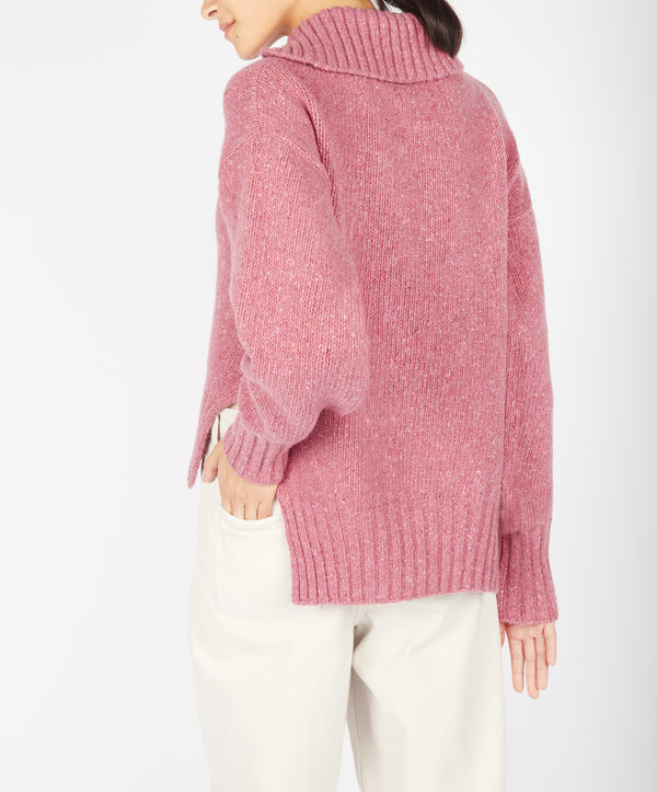Irelands Eye Wilde Slouchy Funnel Neck Sweater Bubblegum Pink