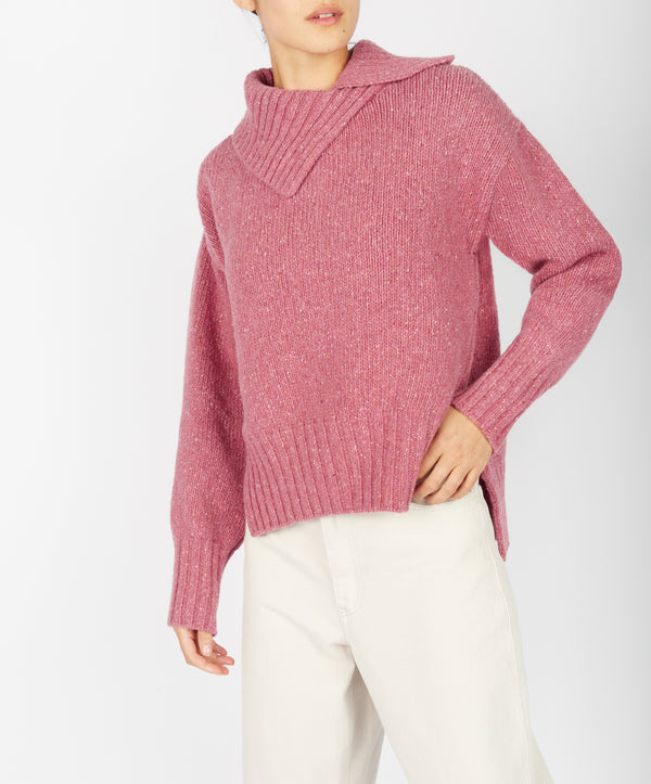Irelands Eye Wilde Slouchy Funnel Neck Sweater Bubblegum Pink