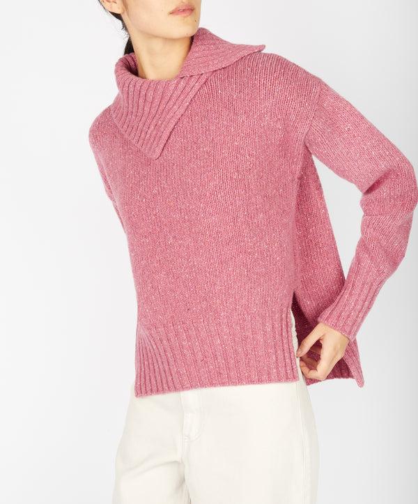 Irelands Eye Wilde Slouchy Funnel Neck Sweater Bubblegum Pink