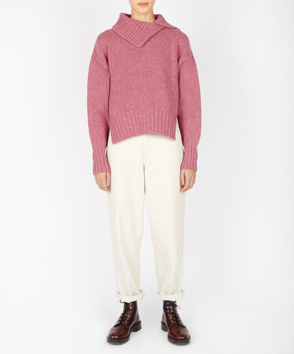 irelands eye Wilde Slouchy Funnel Neck Sweater Bubblegum pink