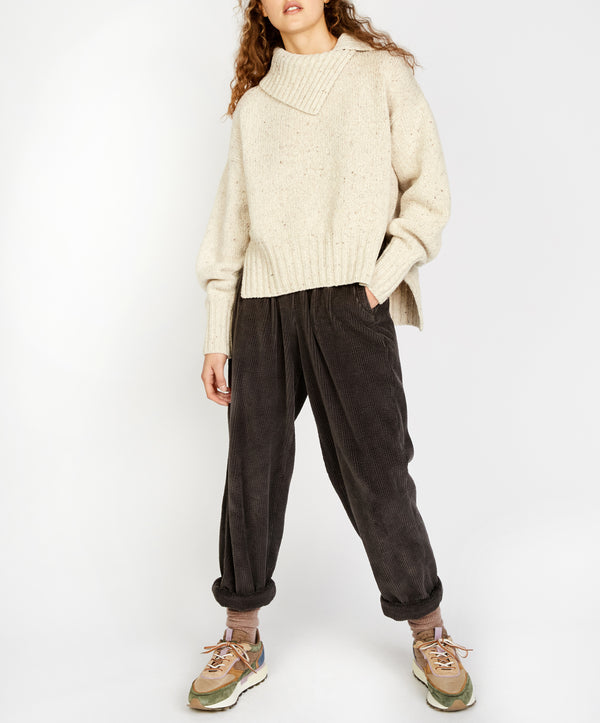 Irelands Eye Wilde Slouchy Funnel Neck Sweater Chalkstone