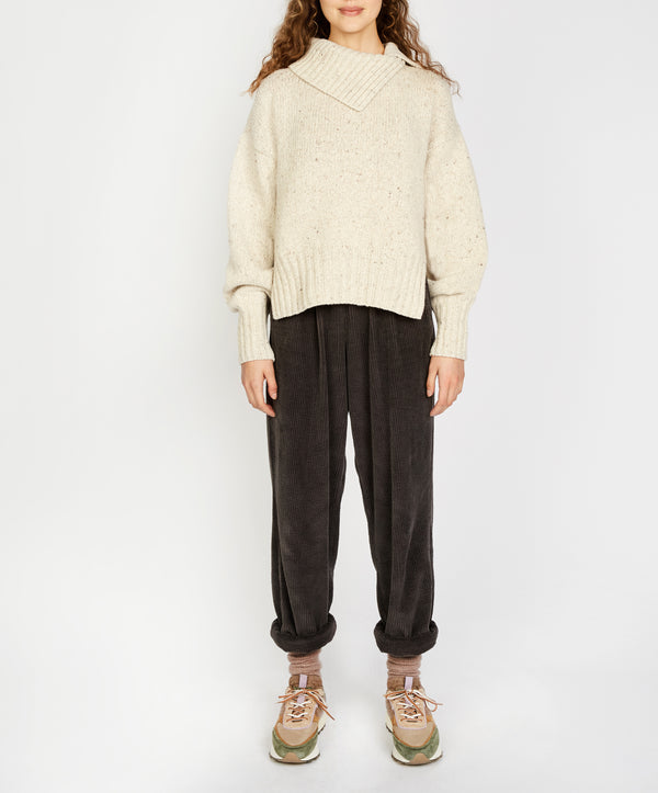 irelands eye Wilde Slouchy Funnel Neck Sweater Chalkstone