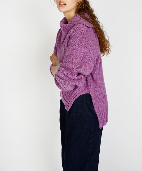 Irelands Eye Wilde Slouchy Funnel Neck Sweater Orchid