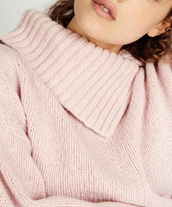 Irelands Eye Wilde Slouchy Funnel Neck Sweater Pink Mist