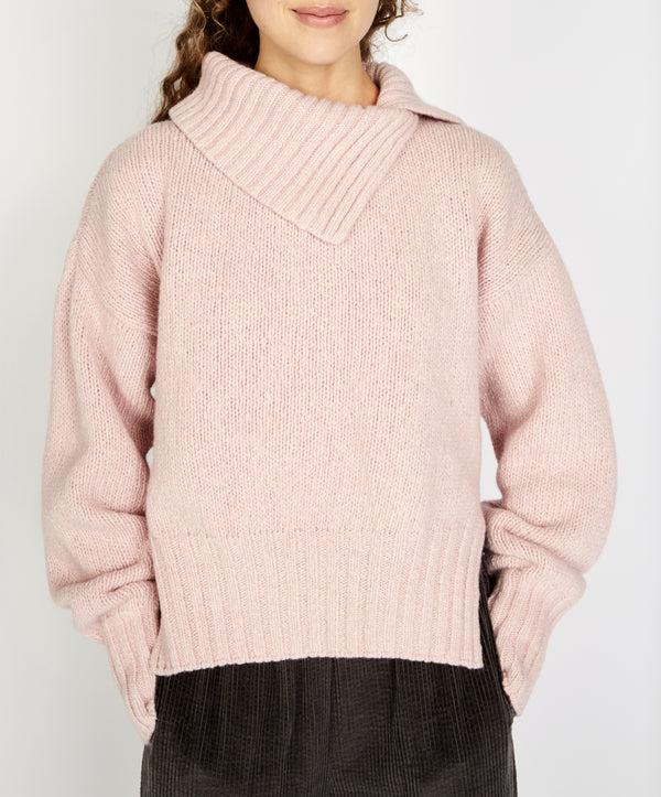 irelands eye Wilde Slouchy Funnel Neck Sweater Pink Mist