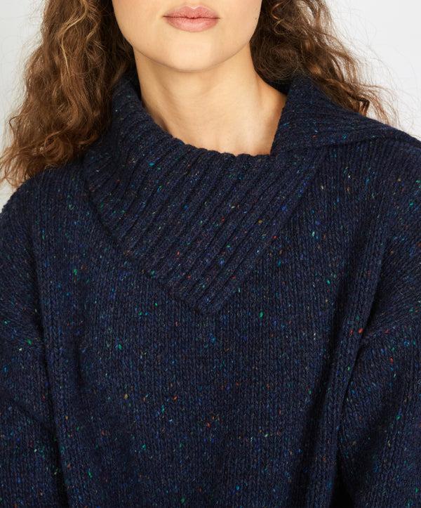 Irelands Eye Wilde Slouchy Funnel Neck Sweater Rich Navy