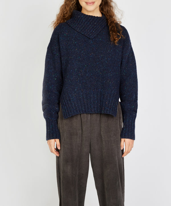 irelands eye Wilde Slouchy Funnel Neck Sweater Rich Navy