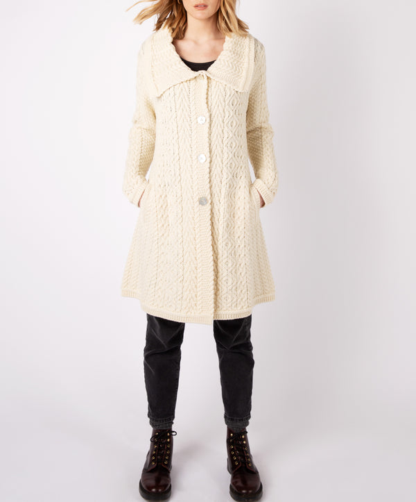 irelands eye Willow Aran A Line Buttoned Coat Natural