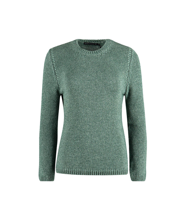 irelands eye Womens Lahinch Jersey Cable Round Neck Sweater Seafoam Green