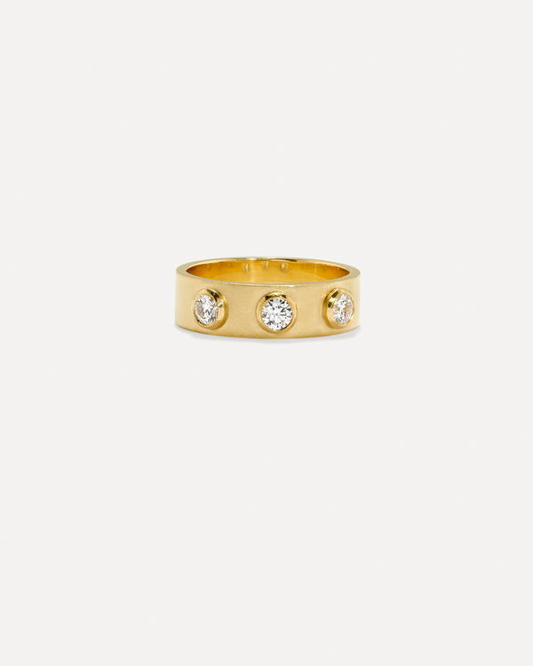 irene neuwirth Bezel Three Stone Band Ring 18k Yellow Gold