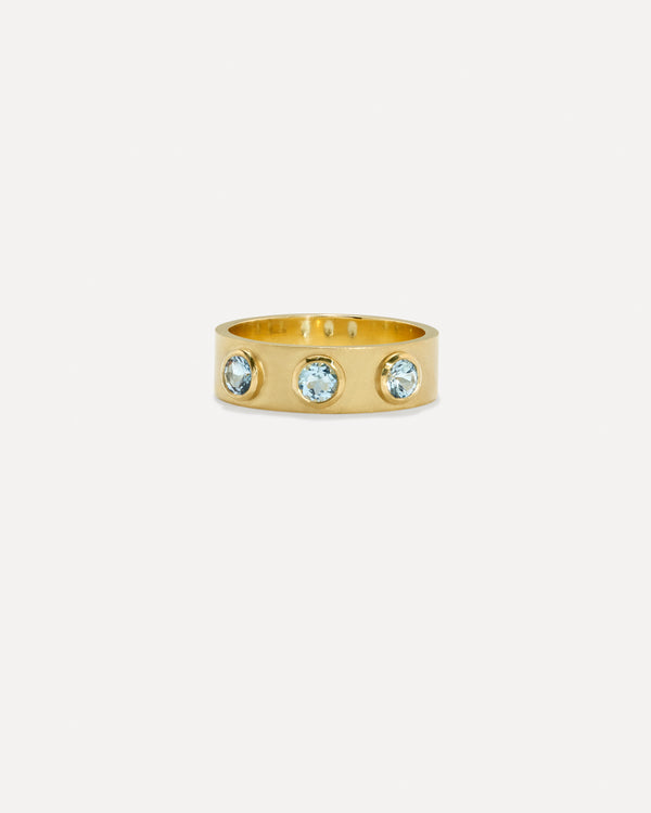 Irene Neuwirth Classic Bezel Three Stone Band Ring 18k Yellow Gold