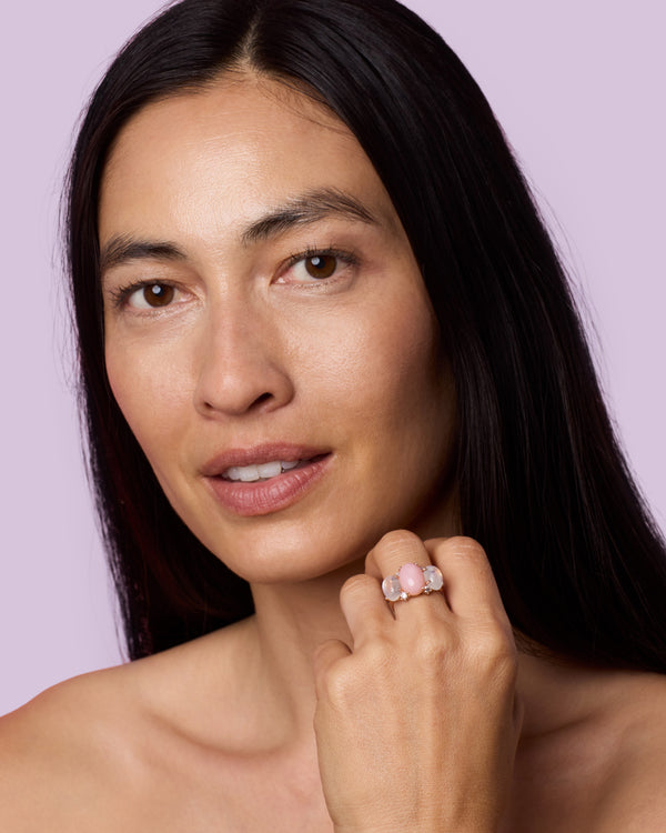 Irene Neuwirth Classic Diamond Three Stone Mixed Ring 18k Rose Gold