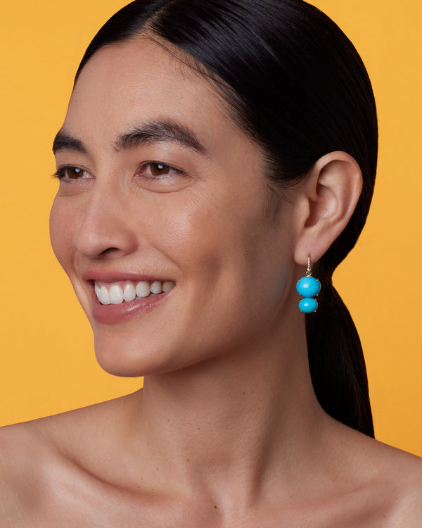 Irene Neuwirth Classic Double Stone Drop Earrings 18k Yellow Gold