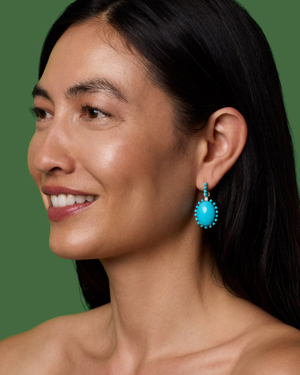 Irene Neuwirth Classic Studded Halo Oval Jeweled Huggies 18k Yellow Gold