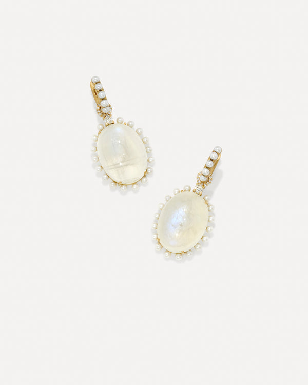 Irene Neuwirth Classic Studded Halo Oval Jeweled Huggies 18k Yellow Gold