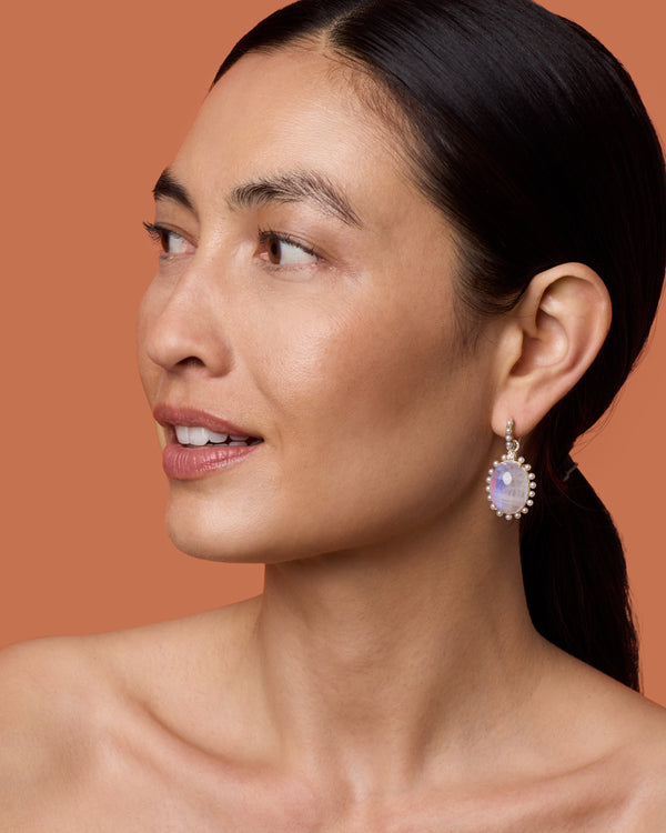 Irene Neuwirth Classic Studded Halo Oval Jeweled Huggies 18k Yellow Gold