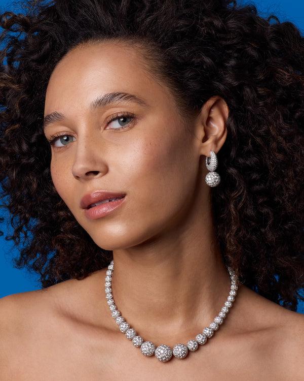 Irene Neuwirth Diamond Gumball Puffed Gold Pavé Huggies 18k White Gold