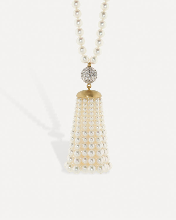 irene neuwirth Diamond Gumball Tassel Long Necklace 18k gold