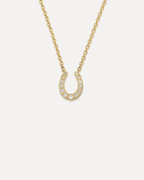 irene neuwirth Diamond Horseshoe Necklace 18k Yellow Gold