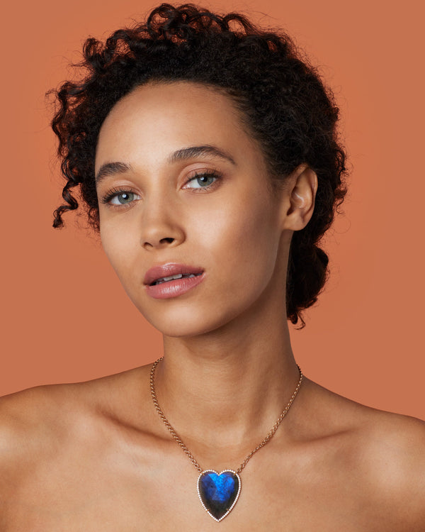 Irene Neuwirth Extra Large Pavé Love Necklace 18k Rose Gold