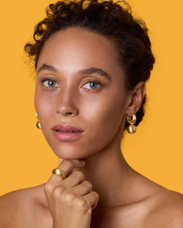 Irene Neuwirth Gold Classic Puffed Gumball Huggies 18K Yellow Gold