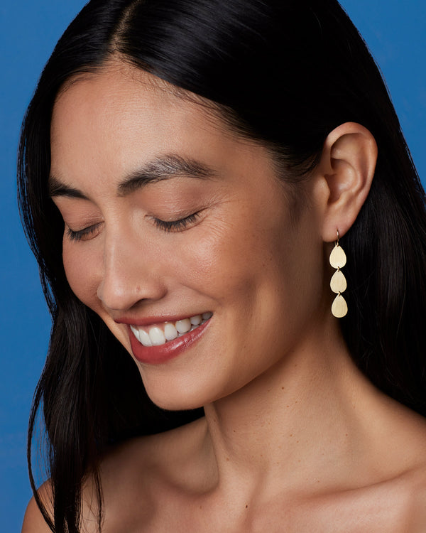 Irene Neuwirth Gold Classic Three Drop Earrings 18K Rose Gold