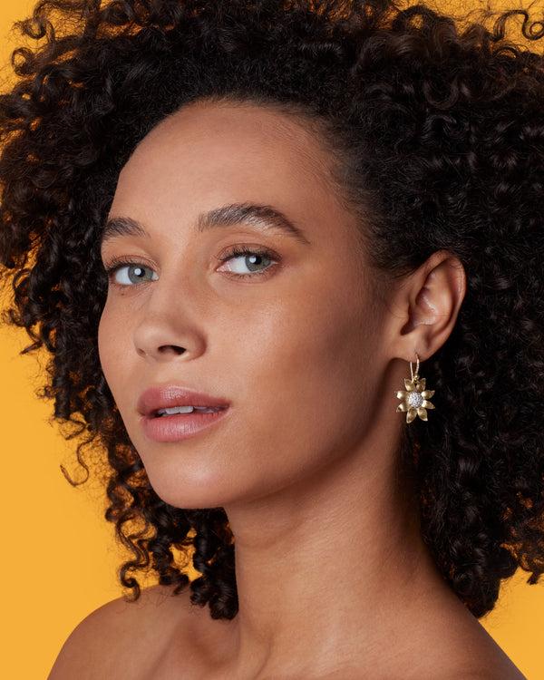 Irene Neuwirth Golden Blossom Wildflower Drop Earrings 18k Gold