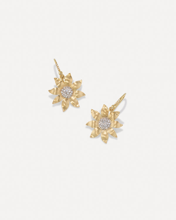 irene neuwirth Golden Blossom Wildflower Drop Earrings 18k Gold