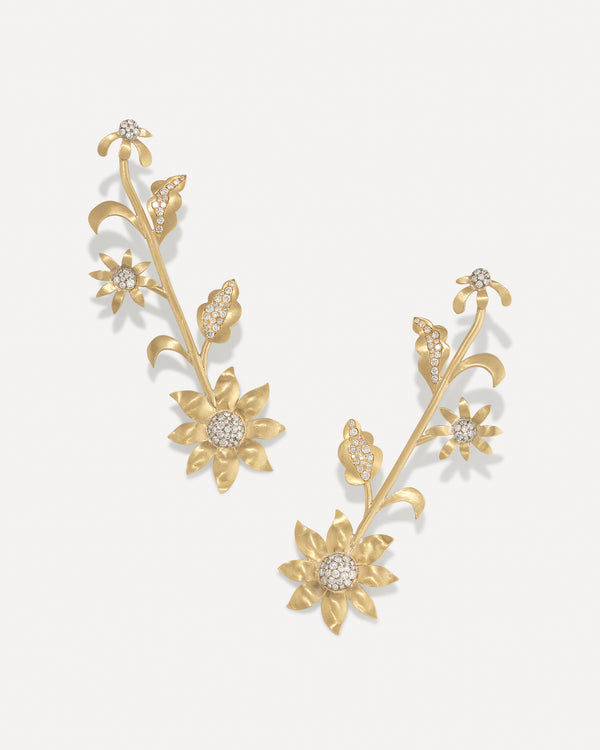 irene neuwirth Golden Blossom Wildflower Earrings 18k Gold