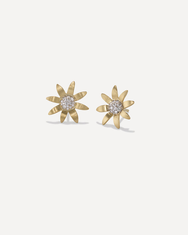irene neuwirth Golden Blossom Wildflower Studs 18k Gold