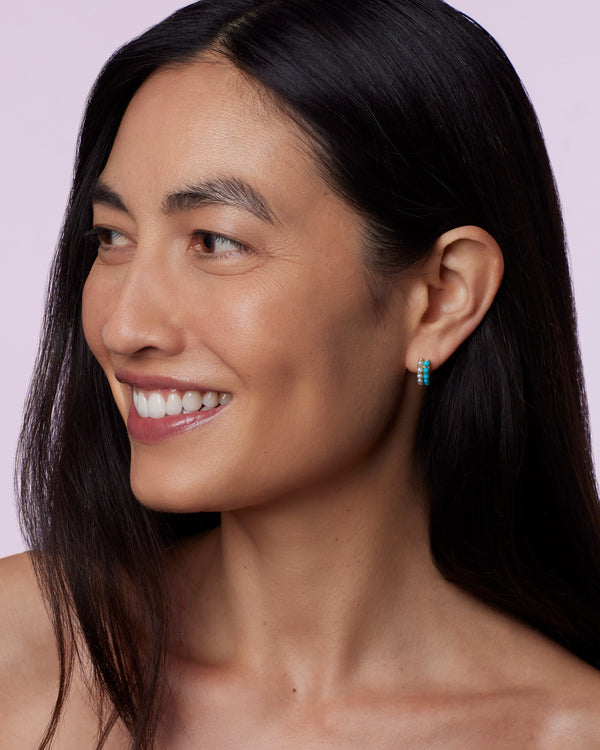 Irene Neuwirth Gumball Fifty Fifty Mixed Double Huggies 18k Yellow Gold