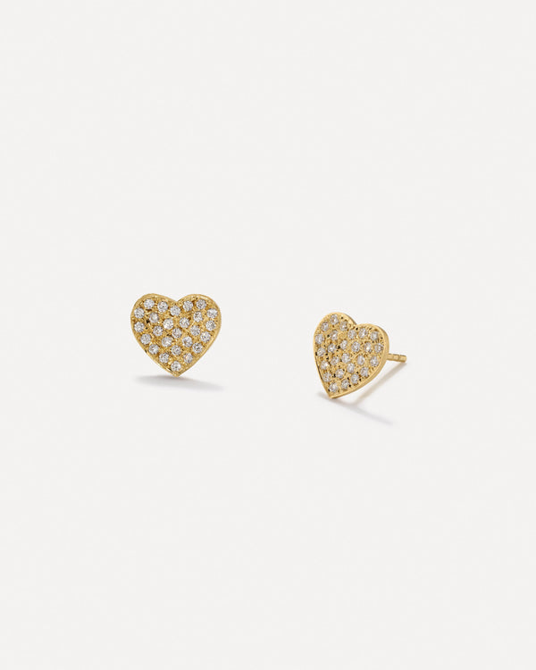 irene neuwirth Pavé Love Studs 18k YELLOW GOLD