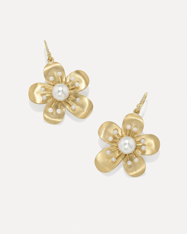 irene neuwirth Large Golden Blossom Earrings 18k Yellow Gold