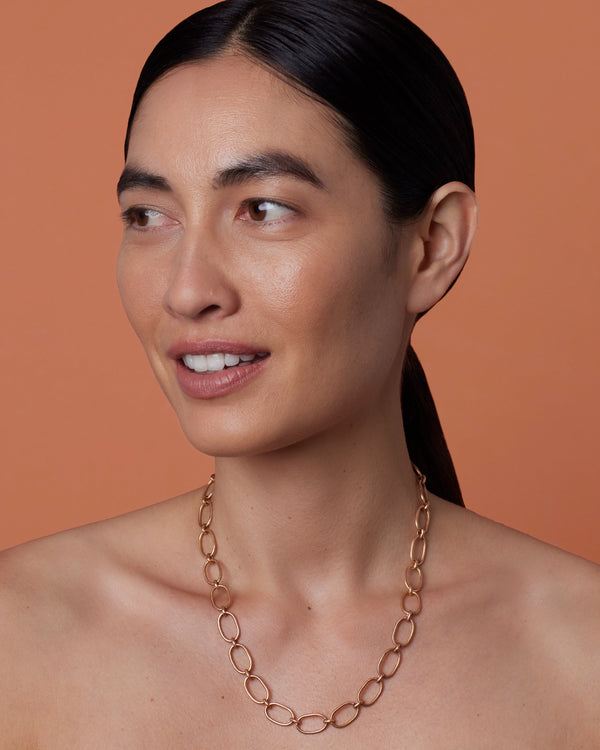 Irene Neuwirth Large Oval Link Chain Necklace 18K Rose Gold