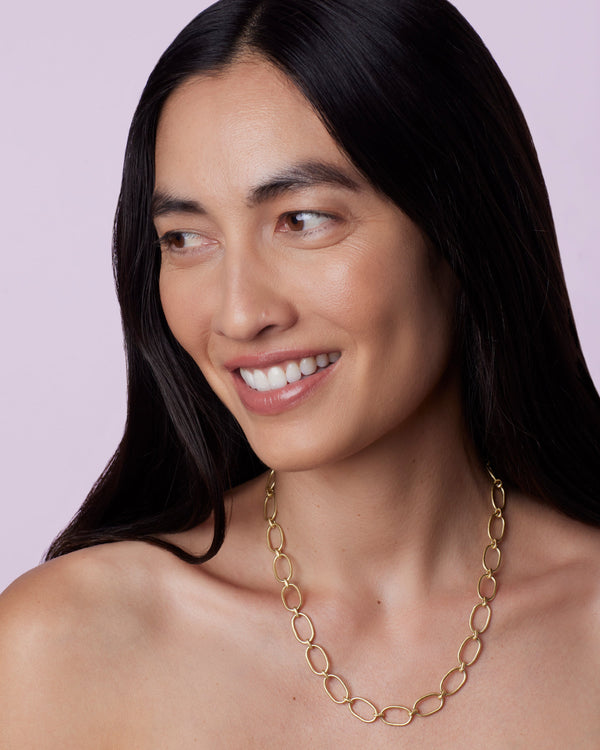 Irene Neuwirth Large Oval Link Chain Necklace 18K Rose Gold