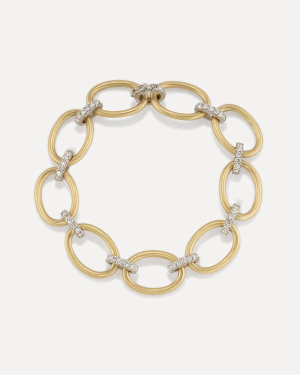 irene neuwirth Large Oval Multi Pavé Link Chain Bracelet 18k Gold