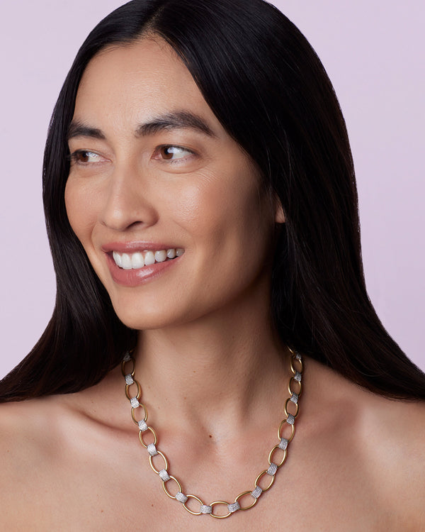 Irene Neuwirth Large Oval Multi Pavé Link Chain Necklace 18k Gold