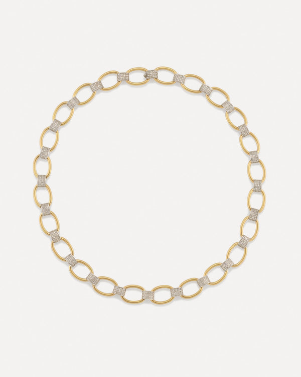 irene neuwirth Large Oval Multi Pavé Link Chain Necklace 18k gold