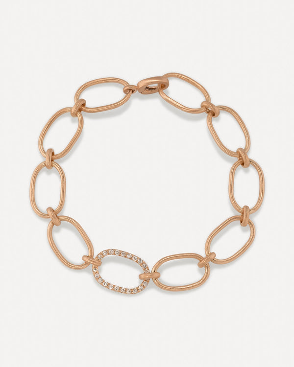 Irene Neuwirth Large Oval Single Pavé Link Chain Bracelet 18K Yellow Gold